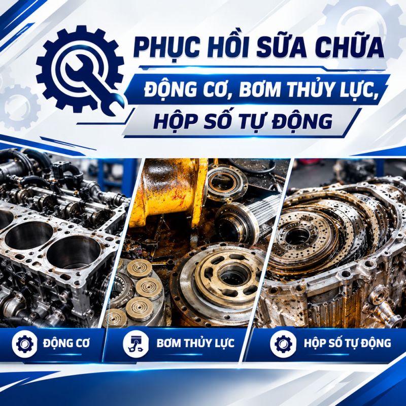 Phục hồi sửa chữa động cơ, bơm thủy lực, hộp số tự động