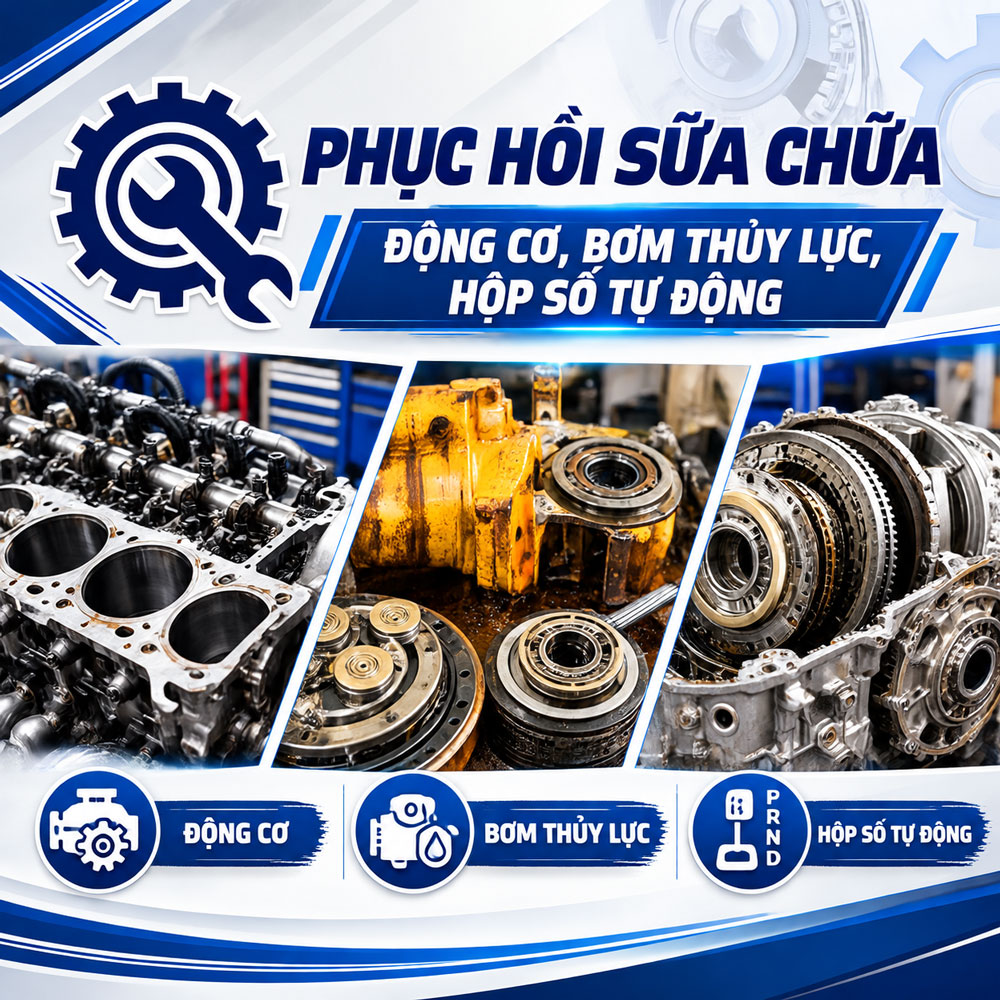Phục hồi sửa chữa động cơ, bơm thủy lực, hộp số tự động